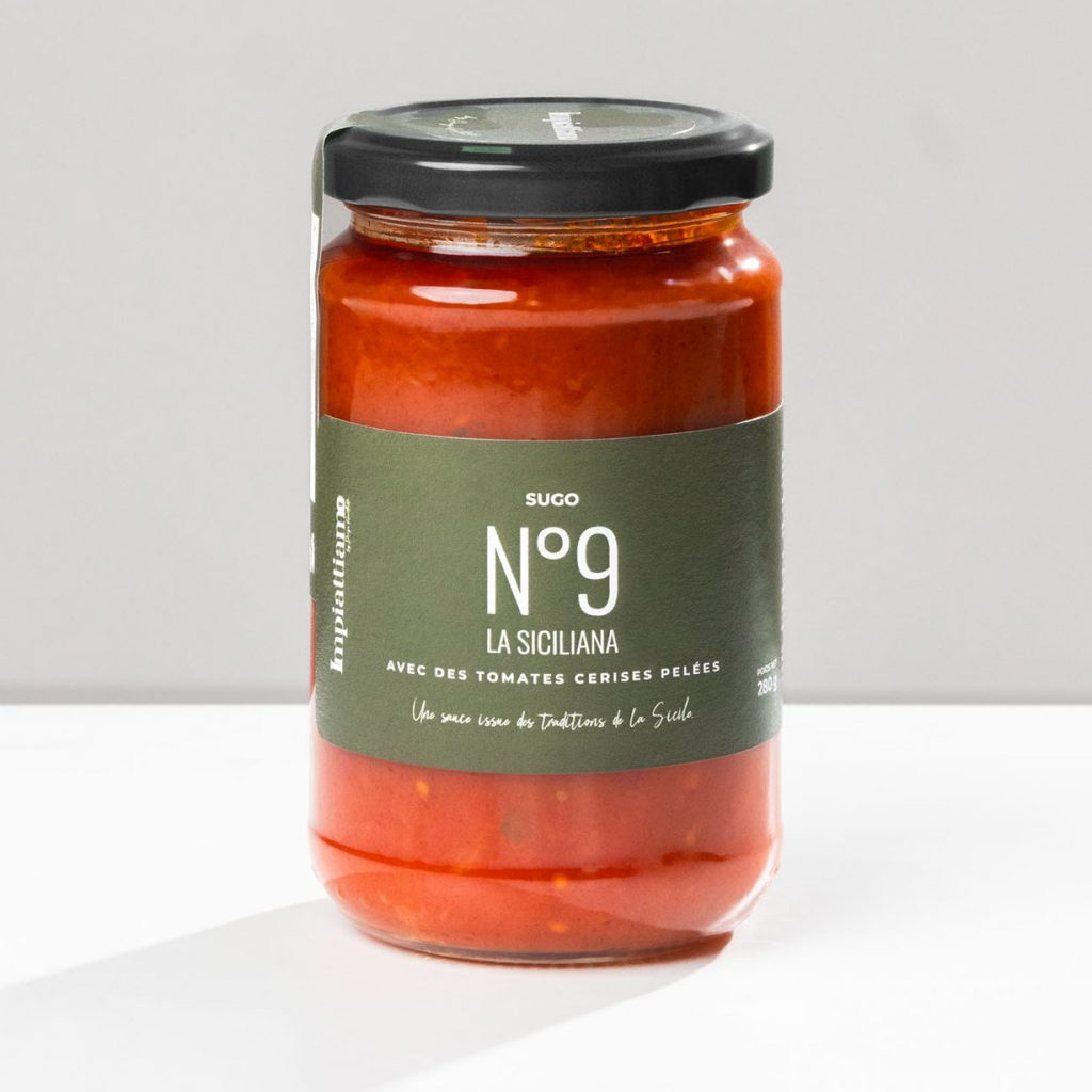 Bocal de sauce tomate Impiattiamo N°9 La Siciliana, aux tomates cerises pelées